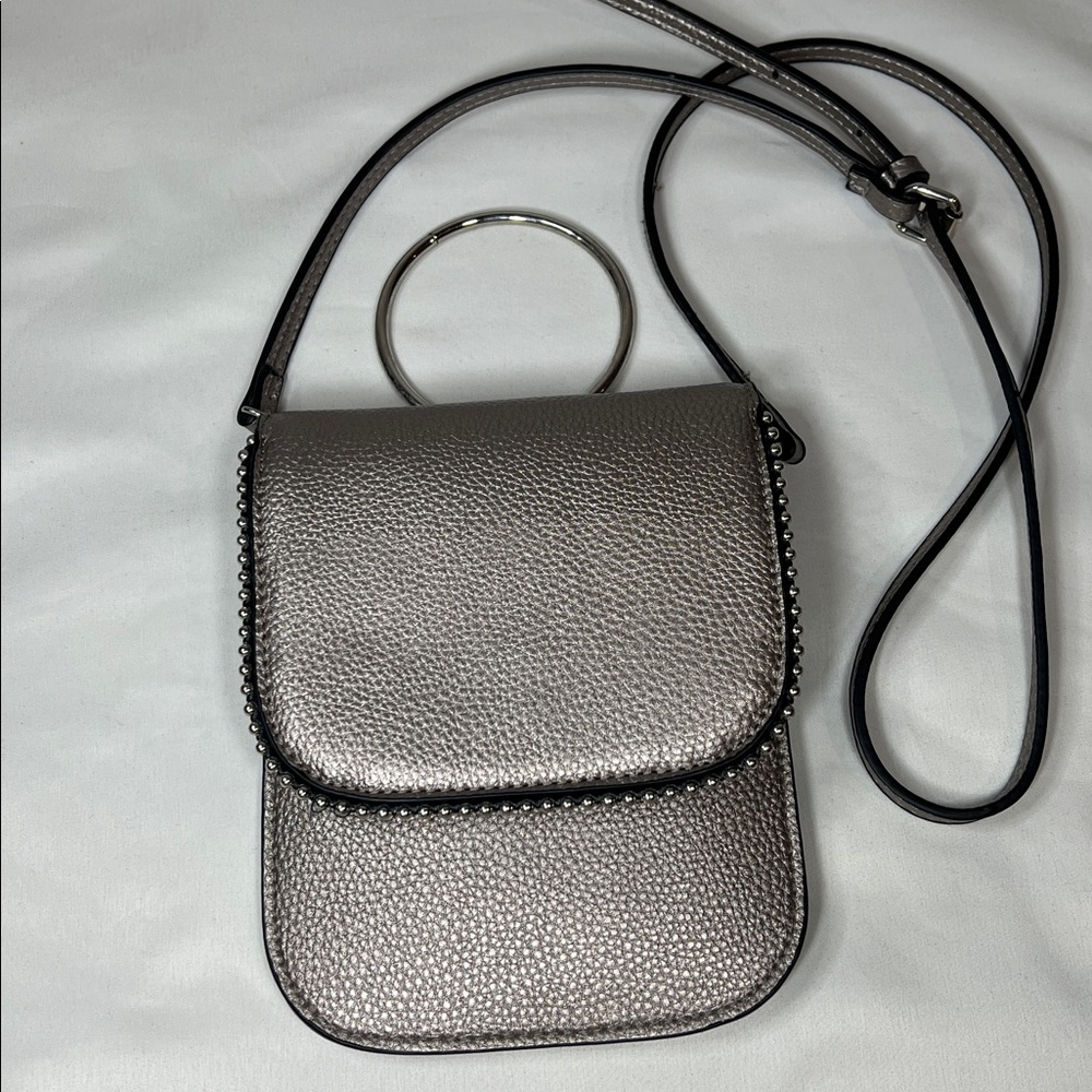 Galian New York Rose Gold Metallic Crossbody Bag with Ring Handle